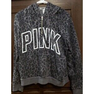 Victoria’s Secret Pink 1/2 Zip Hoodie, Cheetah Print, Size Large, EUC, Rare Find